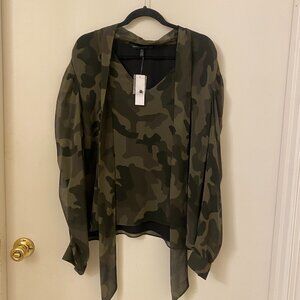 New with Tags White House Black Market Army Print Top